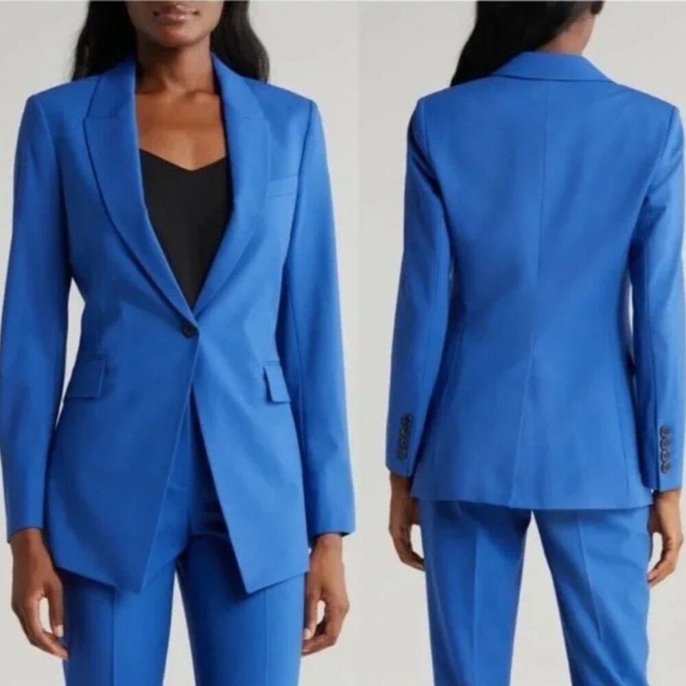 Theory Etiennette Wool-Blend Blazer, Lupine Blue